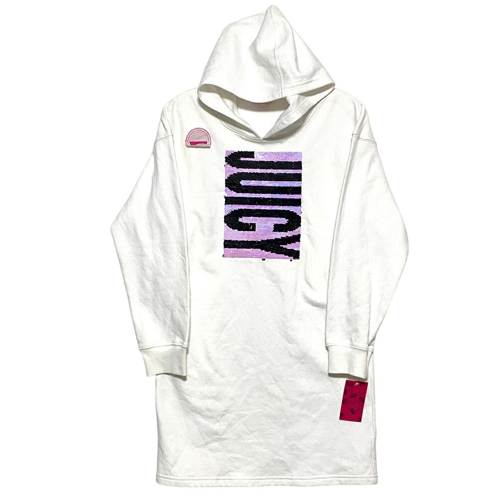 Juicy Couture Reversible Sequin Logo Hoodie Dress Y2K Juniors XL 16 Athleisure